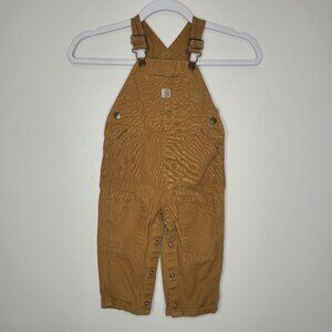 Carhartt Baby Boys Overalls 18M Brown Duck Canvas Bibs Snap Legs